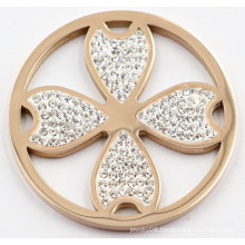 Clover Rose Gold Coin Plate with White Zirconia